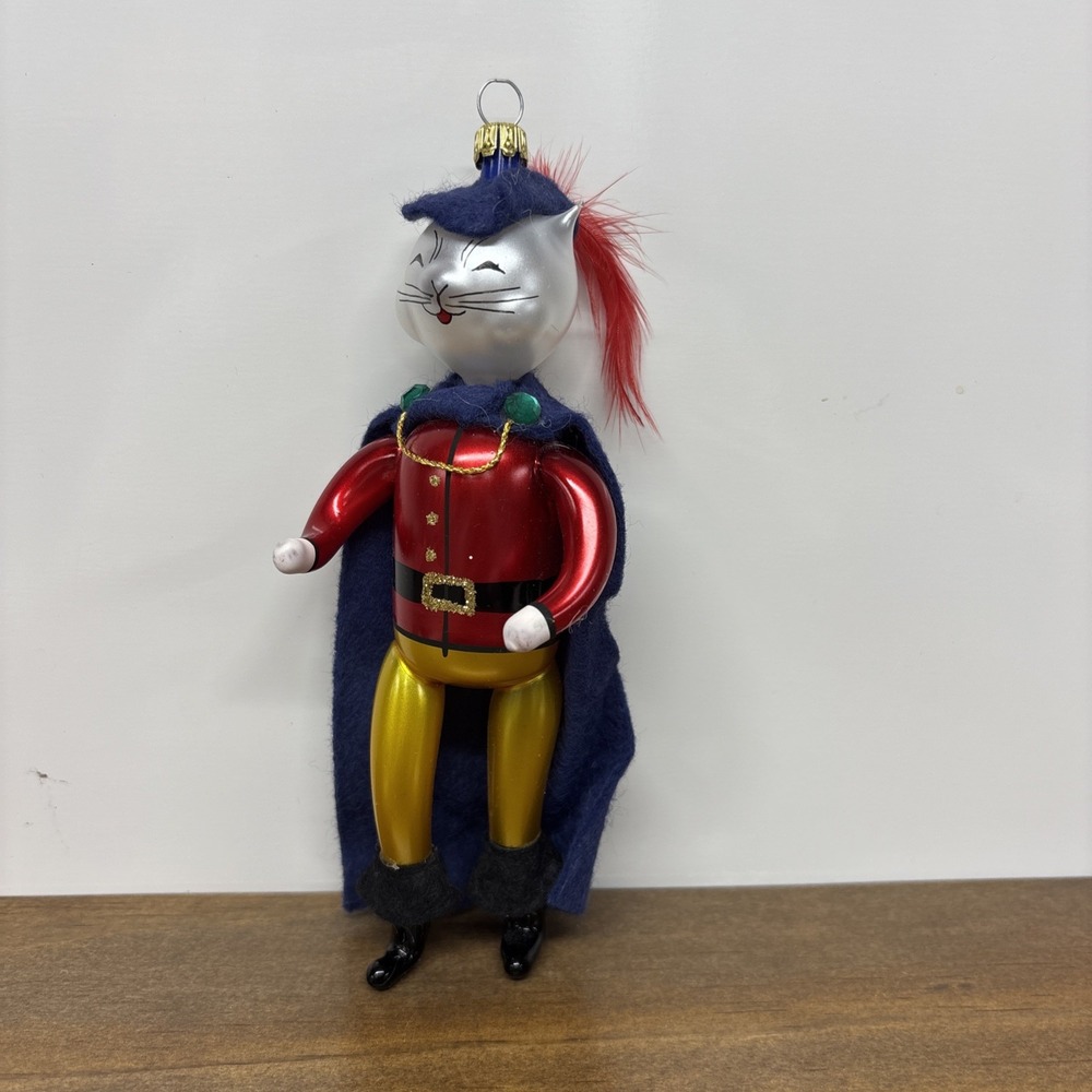 Rare Vintage Blown Glass Puss In Boots Ornament Possible De Carlini Italy, 1992